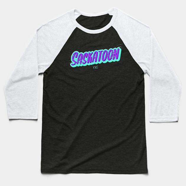 Rev up your Saskatoon pride with this bold logo design Baseball T-Shirt by Stooned in Stoon